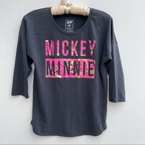 Old Navy Disney Collectabilitees Mickey & Minnie Floral Quarter Sleeve